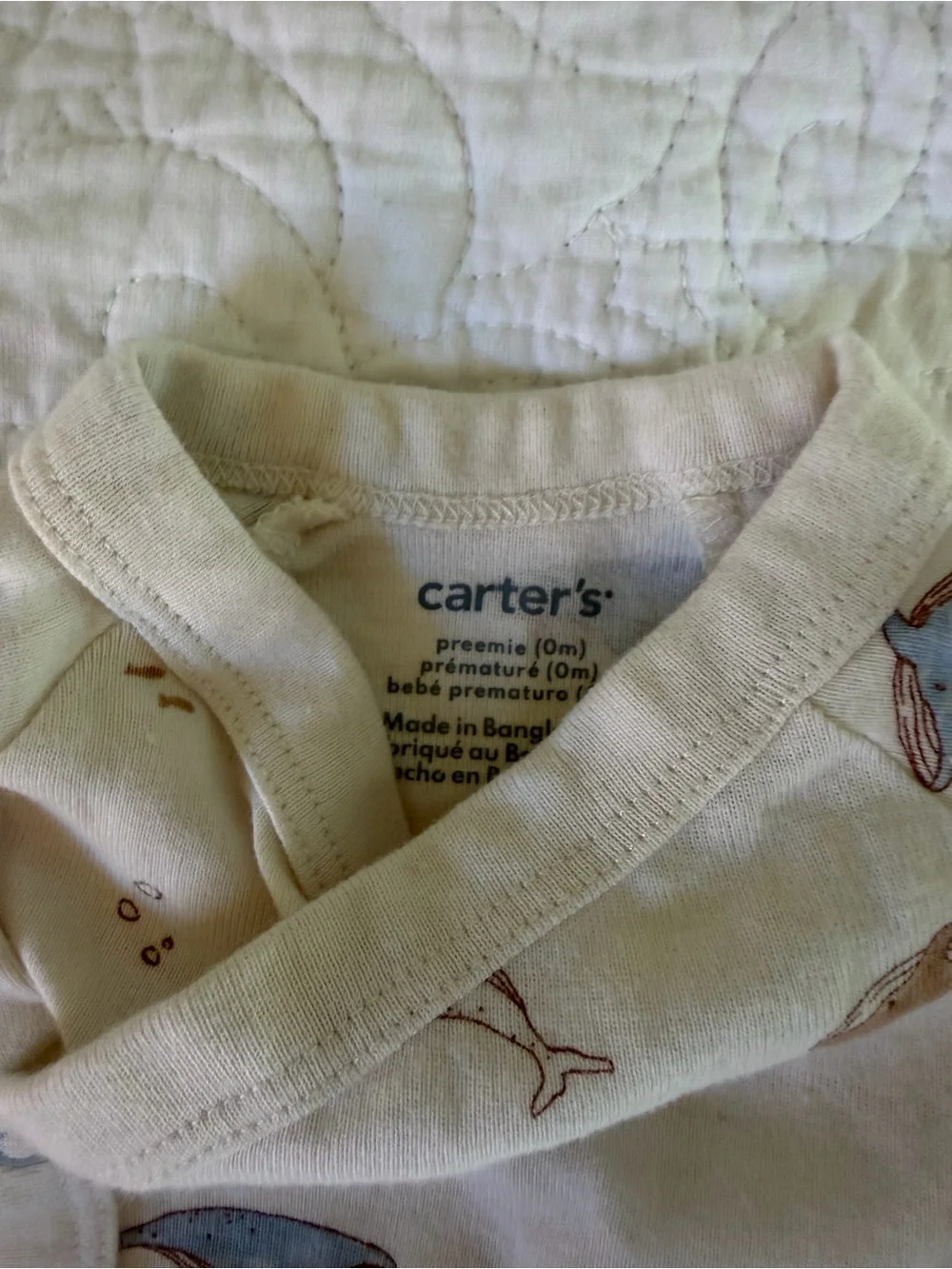 Carter's Cream Whale Print Baby Matching Set